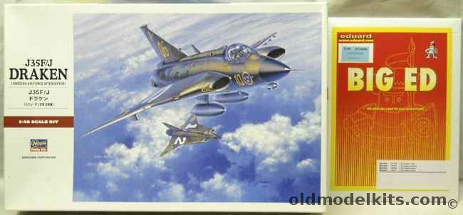 Hasegawa 1/48 Saab J-35 F/J Draken With Eduard Big Ed Detail Set, 07241 plastic model kit